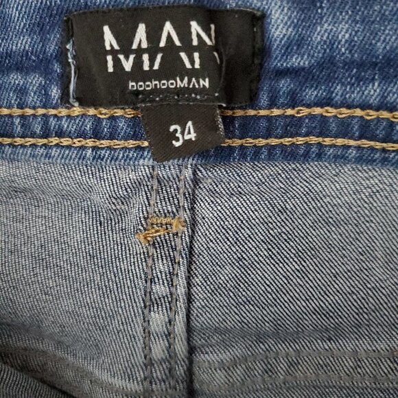 Man Boohoo Super Skinny Distressed Light Blue Jeans - Picture 2 of 13